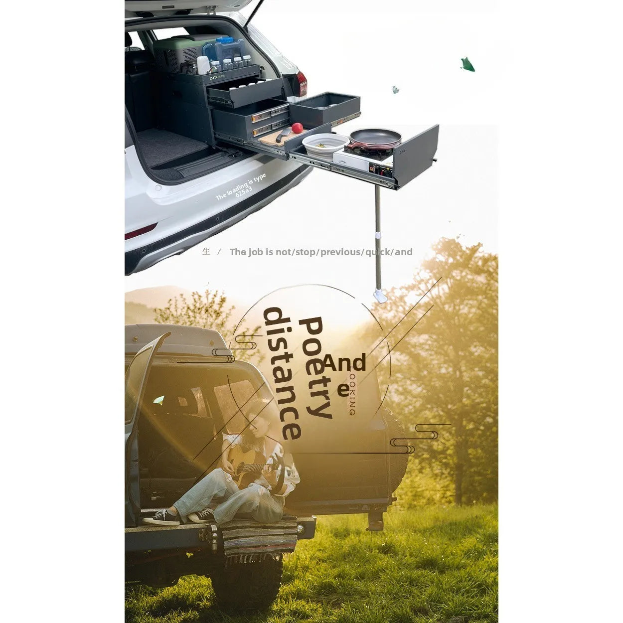 Telescopic Stainless Steel Camping Kitchen Box SUV Trunk Organizer Wide-Body
