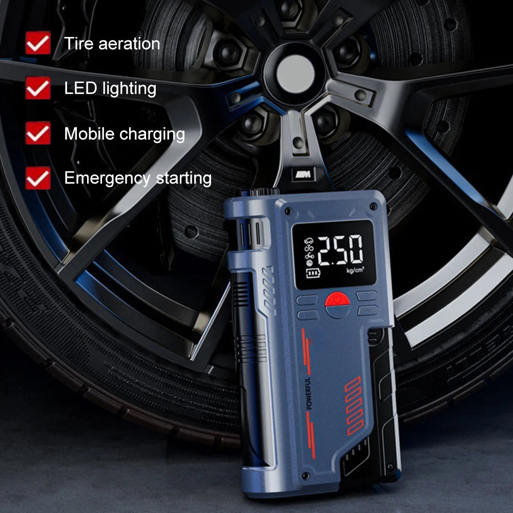 Portable 8000mAh Car Jump Starter with 150PSI Air Compressor & Power Bank