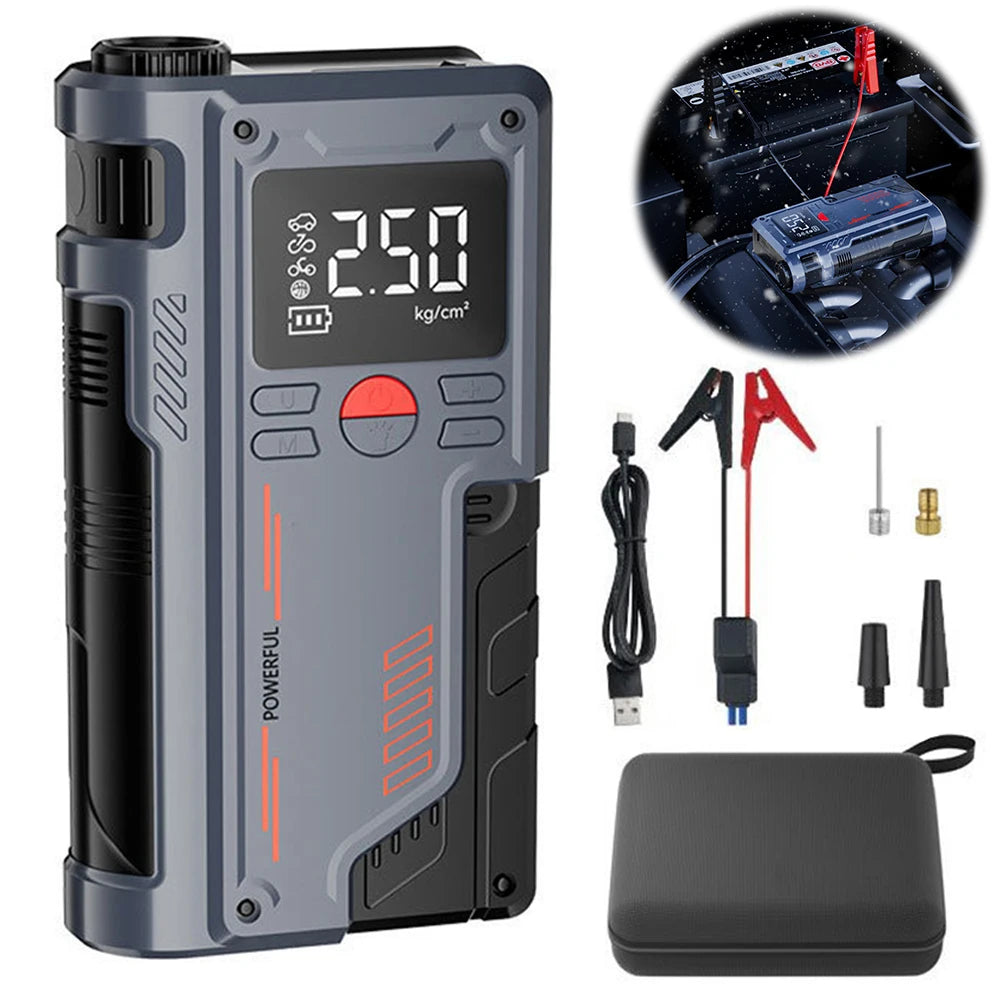 Portable 8000mAh Car Jump Starter with 150PSI Air Compressor & Power Bank