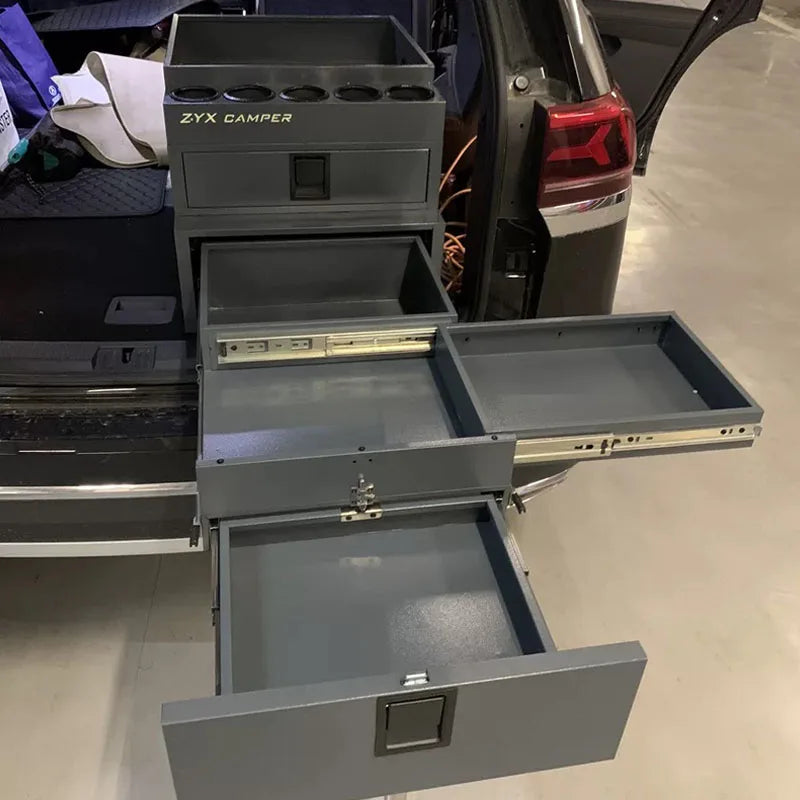 Telescopic Stainless Steel Camping Kitchen Box SUV Trunk Organizer Wide-Body