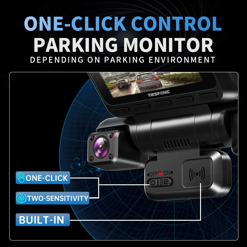 TiESFONG i7pro 4K 4-Channel GPS Dash Cam, 360° Parking, IR Night Vision
