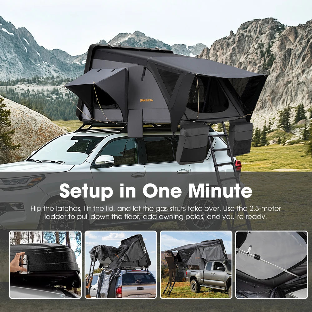 SAN HIMA Quick-Setup Waterproof 3-4 Person ABS Hard Shell Rooftop Tent